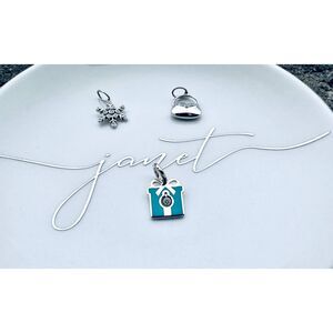 ❌Rare❌ Tiffany & Co Enamel Diamond Present Gift Box Charm Pendant in Silver